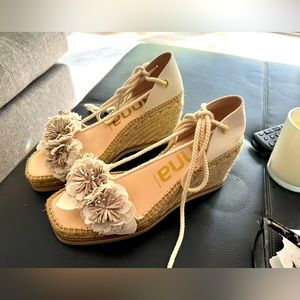 Kanna ankle wrapped wedges.  Worn twice.  Beautiful!!